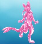  ambiguous_gender anthro blue_background canid canine canis clothing digital_media_(artwork) digital_painting_(artwork) digitigrade domestic_dog drone dronesuit female_(lore) fin fish gas_mask glistening glistening_body glistening_clothing gradient_background hi_res husky hybrid latex latex_clothing mammal marine mask minty_(mintychipart) mintychipart nordic_sled_dog pawpads pink_clothing pink_rubber_suit rubber rubber_clothing rubber_suit shaded shark simple_background solo spitz standing tail tail_fin 