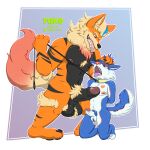  &lt;3 anthro arcanine balls bleu_softwolf blue_body blue_eyes blue_fur bodily_fluids canid canine canis collar crotch_tuft dripping duo feet fur generation_1_pokemon genital_fluids genitals hi_res highlights_(coloring) humanoid leash male male/male mammal mikosita nintendo nipples penis pokemon pokemon_(species) precum precum_drip purple_eyes saliva saliva_on_tongue saliva_string salivating simple_background tongue tongue_out tuft wolf 