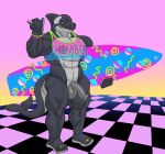  80&#039;s_theme absurd_res animal_humanoid anthro big_penis bottomless cetacean cetacean_humanoid clothed clothing dolphin genitals hi_res himbo humanoid male mammal marine marine_humanoid muscular oceanic_dolphin orca orca_humanoid penis solo solo_focus surfboard text text_on_clothing thick_thighs tiburalgo toothed_whale translucent translucent_clothing vaporwave 