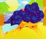  absurd_res animated anthro beach beast_(marvel) blush chair digital_media_(artwork) erection eyewear felid feline furniture genitals glasses hank_mccoy hi_res loop lying male mammal marvel morinetsu muscular muscular_anthro on_back palm_tree penis pixel_(artwork) pixel_animation plant sea seaside short_playtime solo tree water 