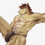  abs anthro bulge clothing detailed_bulge digital_media_(artwork) equid equine genital_outline hair hi_res horse jockstrap male mammal muscular muscular_male nipples pecs penis_outline puffer_puff simple_background solo underwear 