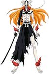  bleach hollow_ichigo horns long_hair male_focus solo sword weapon 