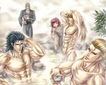  =_= alcohol bad_id bad_pixiv_id hokuto_no_ken japanese_clothes kimono manly multiple_boys muscle nkusako nude onsen rei_(hokuto_no_ken) sake shin_(hokuto_no_ken) shuu_(hokuto_no_ken) souther yuda_(hokuto_no_ken) yukata 