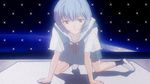  1girl ayanami_rei female grey_hair neon_genesis_evangelion red_eyes school_uniform solo student 