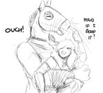  anthro bear_hug big_breasts black_and_white blush boop_the_snoot boss_lamb_(hladilnik) breasts clothed clothing cruelty dialogue english_text equid equine female hladilnik horse mammal mask monochrome text tinker_(hladilnik) wrestling wrestling_match 