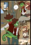  anthro bandolier bdsm beans_(rango) belt bound chameleon clothing comic duo female hair imminent_sex jabberwockychamber17 lizard male male/female pussy rango rango_(movie) reptile scalie tagme 