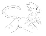  anthro anus arm_support breasts butt cheek_tuft digital_media_(artwork) domestic_cat eyebrows eyelashes facial_tuft felid feline felis female fran_(litterbox_comics) fur fur_tuft genitals grin grinning_at_viewer hi_res leaning_on_elbow litterbox_comics looking_at_viewer looking_back looking_back_at_viewer lying mammal mature_anthro mature_female medium_breasts monochrome nude on_front prick_ears pussy smile smiling_at_viewer solo spread_legs spreading striped_body striped_fur stripes teeth three-quarter_view tuft webcomic 