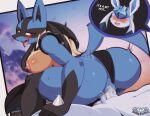  2023 anthro anthro_penetrated breasts digital_media_(artwork) duo eeveelution eyebrows female female_penetrated generation_4_pokemon genitals glaceon hi_res knightmoonlight98 lucario male male/female male_penetrating male_penetrating_female mammal nintendo penetration penis pokemon pokemon_(species) sex 