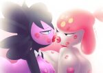  2018 after_kiss areola bedroom_eyes big_breasts black_eyes black_hair blue_eyes blush bodily_fluids bow_tie breasts colored digital_drawing_(artwork) digital_media_(artwork) dripping female female/female generation_3_pokemon generation_5_pokemon gothitelle hair hi_res humanoid humanoid_on_humanoid interspecies kissing lidded_eyes lips lipstick lipstick_fetish lipstick_on_body lipstick_on_breast lipstick_on_face makeup medicham narrowed_eyes nintendo nipples not_furry pink_areola pink_lipstick pink_nipples pokemon pokemon_(species) pokephilia purple_body red_lipstick saliva saliva_drip saliva_string seductive signature simple_background sirredbenjamin thick_lips tongue white_background white_body 