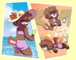  ambiguous_gender anthro banono banono(character) beach bovid caprine clothing covered_eyes gynomorph hi_res horn intersex mammal multiple_scenes sea seaside sheep solo solo_focus summer sun sunscreen swimwear water 