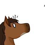  &lt;3 1:1 ambiguous_gender animated boop brown_body brown_hair brown_mane chibi digital_media_(artwork) disembodied_hand dolero equid equine feral hair happy horse low_res lumadelun mammal mane question_mark short_playtime solo tongue tongue_out 