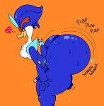  &lt;3 anthro avian balls beak big_butt blue_body blue_eyes bluehawk3000 bodily_fluids butt clapping digital_media_(artwork) feathers generation_9_pokemon genitals glistening glistening_body hi_res huge_butt hyper hyper_butt leaning leaning_forward looking_at_viewer male moobs nintendo orange_background penis plap pokemon pokemon_(species) quaquaval saggy_balls simple_background small_penis small_waist sweat sweatdrop tall thick_thighs thin_arms twerking white_body white_feathers wide_hips wobbling 