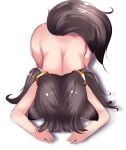  1girl altf4hm animal_ears brown_hair completely_nude dogeza highres humiliation naked_dogeza nude original simple_background tail twintails white_background 