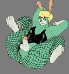  absurd_res animal_crossing anthro anus balls biggslorp blonde_hair bunny_costume butt clothed clothing costume digital_media_(artwork) erection fur genitals girly green_body hair hi_res humanoid_genitalia humanoid_penis lagomorph leporid looking_at_viewer male mammal nintendo penis presenting rabbit sasha_(animal_crossing) simple_background smile solo video_games 