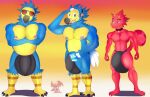  2019 2022 abs animal_crossing anthro anthro_on_anthro areola avian balls beak biceps big_butt bikini_thong bird blue_body blue_feathers brother brothers bulge butt clothing columbid digital_media_(artwork) dodo duo eyewear feathers gecko genitals group humanoid incest_(lore) lizard lying male male/male musclegut muscular muscular_anthro muscular_male muscular_thighs necktie nintendo nipples nude on_front orville_(animal_crossing) outside pecs quads reptile rougetenjoname scalie sibling smile standing sunglasses swimwear talons teeth thick_thighs trio wilbur_(animal_crossing) 