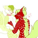  anthro breast_play breasts canid canine collar duo female food fox fruit green_body licking male male/female mamavixy mammal original_content plant red_body strawberry tongue tongue_out 
