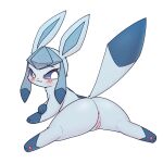  anus blue_body blue_eyes blush butt eeveelution female feral generation_4_pokemon genitals glaceon hi_res looking_at_viewer lying nintendo park_horang pawpads paws pokemon pokemon_(species) pussy solo spread_legs spreading 