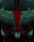  andkyuryuu black_background blood blood_on_face bowl crack elk green_pupils highres no_humans pokemon pokemon_(creature) pouring red_eyes simple_background solo straight-on ting-lu_(pokemon) 