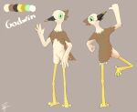  ambiguous_gender anthro beak claws commissioned feathers godwin model_sheet slim solo wurzzie yellowlegs 