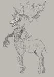  antlers big_antlers bone centaur cervine cervine_taur deer deer_taur digital_media_(artwork) equid equid_taur guts hi_res horn humanoid_taur intestines male mammal mammal_taur open_mouth organs ribs scuotivento skull solo taur vines 