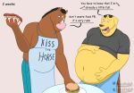  absurd_res anthro apron belly belly_overhang belly_rub big_belly bird_dog bloated bodily_fluids bojack_horseman bojack_horseman_(character) canid canine canis clothed clothing domestic_dog duo equid equine feeder food golden_retriever hi_res horse hunting_dog male male/male mammal mintsfresh69 moobs mr._peanutbutter netflix retriever shirtless stuffing sweat thick_thighs tight_clothing weight_gain wide_hips 