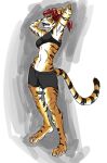  anthro athletic breasts clothed clothing digital_media_(artwork) felid female hair hairs hi_res mammal pantherine red_hair scuotivento simple_background solo stripes tiger white_background 