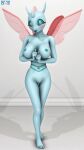  2022 3d_(artwork) 9:16 anthro anthrofied areola arthropod barefoot bashful big_breasts biped blue_body blush breasts changeling curvaceous curvy_figure daveman1000 digital_media_(artwork) feet female friendship_is_magic full-length_portrait genitals hasbro hi_res horn humanoid_feet humanoid_hands insect_wings looking_at_viewer my_little_pony navel nervous nipples nude ocellus_(mlp) open_mouth plantigrade portrait simple_background smile solo spread_wings teal_eyes teal_nipples toes voluptuous wings 