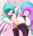  &lt;3 blue_hair blue_tail butt clothing cutie_mark digital_media_(artwork) dock equid equine eyelashes feathered_wings feathers female feral friendship_is_magic green_hair green_tail hair hasbro hi_res horn looking_back mammal multicolored_hair multicolored_tail my_little_pony pabbley panties pink_hair pink_tail princess_celestia_(mlp) purple_eyes solo tail tongue tongue_out underwear white_body white_feathers winged_unicorn wings 