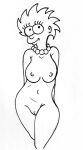  anatomically_correct biped breasts female genitals hands_behind_back human jewelry lisa_simpson mammal monochrome necklace nipples nude pussy reddragonkan simple_background solo the_simpsons traditional_media_(artwork) wide_hips 