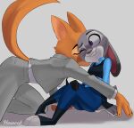  absurd_res anthro breasts canid canine clothing diane_foxington disney dreamworks duo eyes_closed female female/female fox fur grey_body grey_fur hexecat hi_res judy_hopps kissing lagomorph leporid mammal multicolored_body multicolored_fur one_eye_closed orange_body orange_fur rabbit size_difference small_breasts smile the_bad_guys wink zootopia 