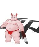  2023 anthro asian_clothing belly big_belly brush clothing east_asian_clothing fundoshi hi_res japanese_clothing kemono lagomorph leporid male mammal moobs navel nipples overweight overweight_male paintbrush rabbit red_clothing red_fundoshi red_underwear solo underwear yuuh1212 