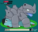  ball_sniffing boss charmed duo feral gameplay_mechanics generation_1_pokemon generation_2_pokemon gyro_(outbackdile) hi_res kanethedile male male/male nintendo outbackdile pokemon pokemon_(species) rhyhorn sniffing totodile 