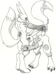  anthro armband bandai_namco bent_over black_sclera butt chest_tuft claws digimon digimon_(species) dogwash duo eye_contact fellatio female graphite_(artwork) hi_res leg_grab leg_markings looking_at_another male male/female markings oral pencil_(artwork) penile renamon sex standing tail tail_grab toe_claws traditional_media_(artwork) tuft yin_yang 