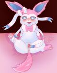  absurd_res anus blue_eyes blush butt eeveelution female feral generation_6_pokemon genitals hi_res lolienpijama looking_at_viewer nintendo open_mouth pawpads paws pokemon pokemon_(species) pussy solo spread_legs spread_pussy spreading sylveon white_body 