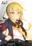  1girl blonde_hair commentary_request crescent crescent_pin etsuransha_no_rei firing gatling_gun gun highres kantai_collection long_hair m134_minigun minigun sail satsuki_(kancolle) satsuki_kai_ni_(kancolle) school_uniform serafuku smile solo twintails weapon yellow_eyes 