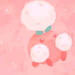  :3 alternate_color closed_mouth cotton_ball english_commentary full_body jumpluff leaf no_humans pink_background pink_eyes pink_tail pink_theme pokemon pokemon_(creature) sailorclef shiny_pokemon smile solo 