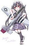  aircraft airplane blonde_hair brown_eyes full_body highres hirasawa_yui k-on! long_hair military mtr nakano_azusa p-51_mustang pun school_uniform shoes simple_background sketch solo twintails uwabaki wavy_mouth world_war_ii 