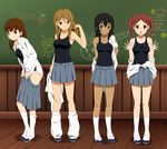  black_eyes black_hair brown_eyes brown_hair chalkboard dark_skin extra food fruit k-on! legs long_hair loose_socks makigami_kimiko md5_mismatch multiple_girls outstretched_hand saeki_mika school_swimsuit school_uniform shian_(my_lonly_life.) shoes socks strawberry swimsuit swimsuit_under_clothes tachibana_himeko twintails undressing uwabaki wakaouji_ichigo white_legwear 