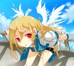  afuro_terumi bad_id bad_pixiv_id bike_shorts blonde_hair inazuma_eleven inazuma_eleven_(series) long_hair looking_up male_focus multiple_wings otoko_no_ko p.kibi red_eyes sash seraph solo tunic wings zeus_(inazuma_eleven) 