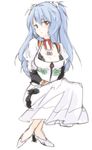  alternate_hair_length alternate_hairstyle artist_request ayanami_rei blue_hair dress hair_ornament long_hair neon_genesis_evangelion red_eyes solo 