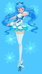  blue blue_choker blue_eyes blue_skirt boots choker cure_marine heart heartcatch_precure! highres kurumi_erika legs long_hair magical_girl okera precure skirt solo thighhighs very_long_hair white_legwear 