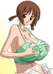  bb blush breast_grab breasts cleavage grabbing hinako_(issho_ni_training) huge_breasts issho_ni_training takaibiki 
