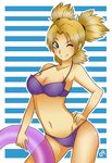  ass bikini blonde blonde_hair blush breasts cleavage innertube naruto smile swimsuit temari tesu-kun wink 