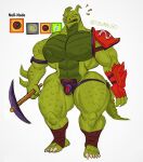  animal_humanoid anthro belly_scales bulge chastity_bulge chastity_device epic_games fortnite green_body hi_res humanoid hybrid_(fortnite) instant_transformation lizard lock_bulge lock_symbol male muscular muscular_anthro muscular_male null_bulge nullification pickaxe reptile reptile_humanoid scales scalie scalie_humanoid solo thick_thighs tiburalgo 