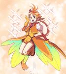  1girl bangs boots cure_wing earrings gloves hair_intakes hat highres hirogaru_sky!_precure jewelry long_hair magical_girl mini_hat mini_top_hat open_mouth orange_footwear orange_gloves orange_hair orange_sailor_collar ponytail precure precure_mok puffy_short_sleeves puffy_sleeves red_eyes sailor_collar short_sleeves shorts smile solo top_hat very_long_hair 