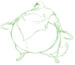  2023 anthro bandage belly big_belly bottomless bottomless_anthro bottomless_male canid canine canis claws cloak cloak_only clothed clothing death_(puss_in_boots) fur half-closed_eyes hectorthewolf hi_res holding_object holding_sickle holding_weapon hyper hyper_belly looking_at_viewer male mammal morbidly_obese morbidly_obese_anthro morbidly_obese_male musical_note narrowed_eyes navel obese obese_anthro obese_male overweight overweight_anthro overweight_male puss_in_boots_the_last_wish sickle smile smiling_at_viewer solo standing weapon whistle wolf 