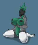  3_fingers 3_toes alien alien_humanoid anthro avian bastiel beak big_breasts bottomless bottomless_female breasts claws clothed clothing colored digitigrade eyebrow_piercing facial_piercing feather_hair feathered_crest feathers feet female finger_claws fingers genitals green_body green_feathers green_skin grey_body halo_(series) hand_on_breast head_crest hen_(bastiel) hi_res holding_breast hoodie humanoid innie_pussy kig-yar kneeling leg_warmers legwear microsoft nipples piercing pseudo_hair pupils pussy scales scalie shaded simple_background slit_pupils smile solo spots spotted_body stockings t&#039;vaoan thigh_highs toe_claws toes topwear xbox_game_studios yellow_eyes 