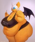  anthro bat belly big_belly big_breasts breasts cleavage clothed clothing female hi_res huge_breasts hyper hyper_belly mammal overweight rouge_the_bat sega solo sonic_the_hedgehog_(series) thick_thighs totesfleisch8 wide_hips wings 