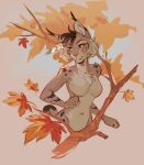  anthro autumn canadian_lynx demicoeur felid feline felis female hi_res leaf lynx mammal nicole_(nicnak044) pinup pose solo 