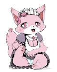  anthro big_breasts blush bottomwear breasts camel_toe chest_tuft chibi cleavage clothed clothing domestic_cat felid feline felis female fluffy fluffy_tail fur garnet_(jewelpet) genital_outline jewelpet jewelry looking_at_viewer maid_headdress maid_uniform mammal necklace nosen panties pawpads persian_cat pink_body pink_eyes pink_fur pussy_outline ribbons sanrio semi-anthro skirt solo tail tuft underwear uniform white_muzzle 